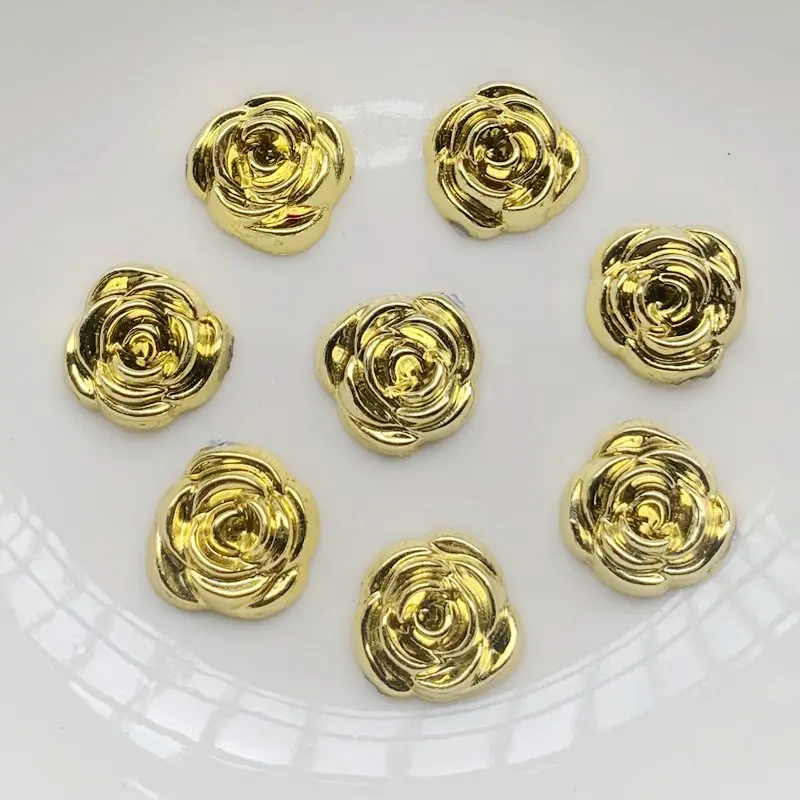 Embellishment Glue Craft - 40 adet 14mm Altın Gül Çiçekler