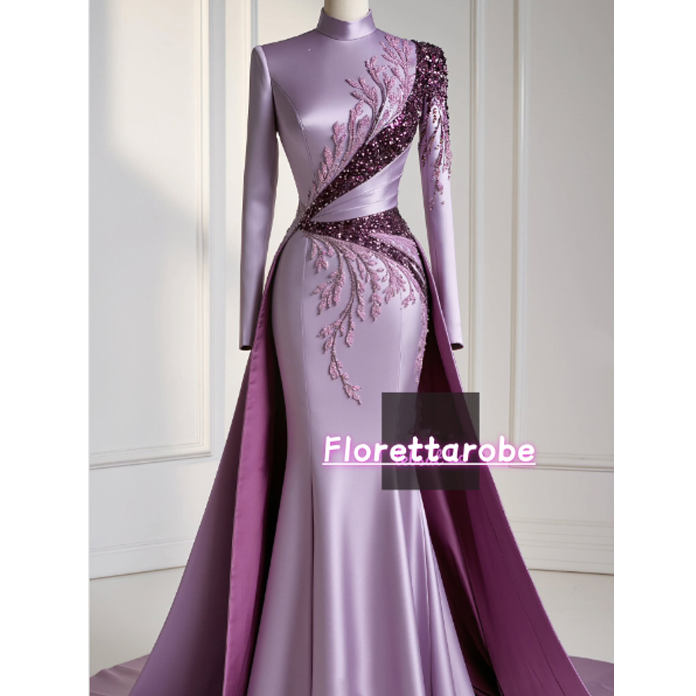 Applique Patch Flower - Florettarobe Zarif Mor Saten Payetli Aplikler