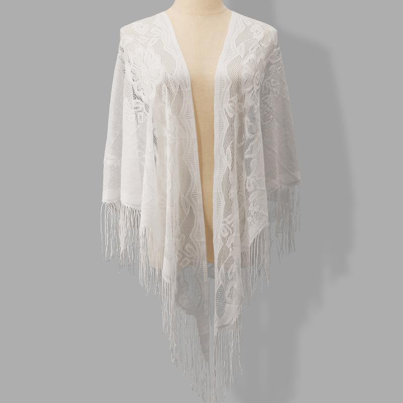 Tassel Fringe Trim - Püsküllü Saçaklı Gelin Şalı Üçgen Çiçekli