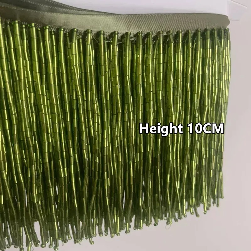Beaded Trim Fringe - 10CM Gümüş Kırmızı Boncuklu Tüp Püskül