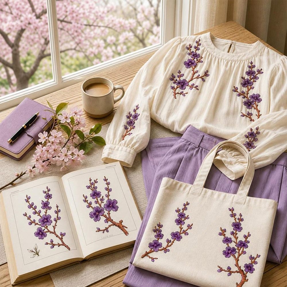 Applique Patch Flower - Kendin Yap Kiraz Çiçeği Ütüyle Yapışan