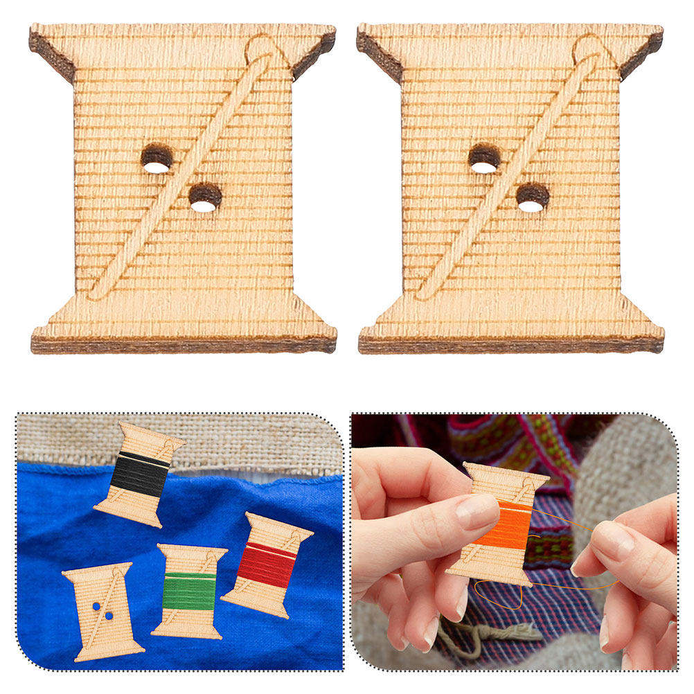Embroidery Craft - 100 Adet Ahşap Dikiş Makinesi İplik