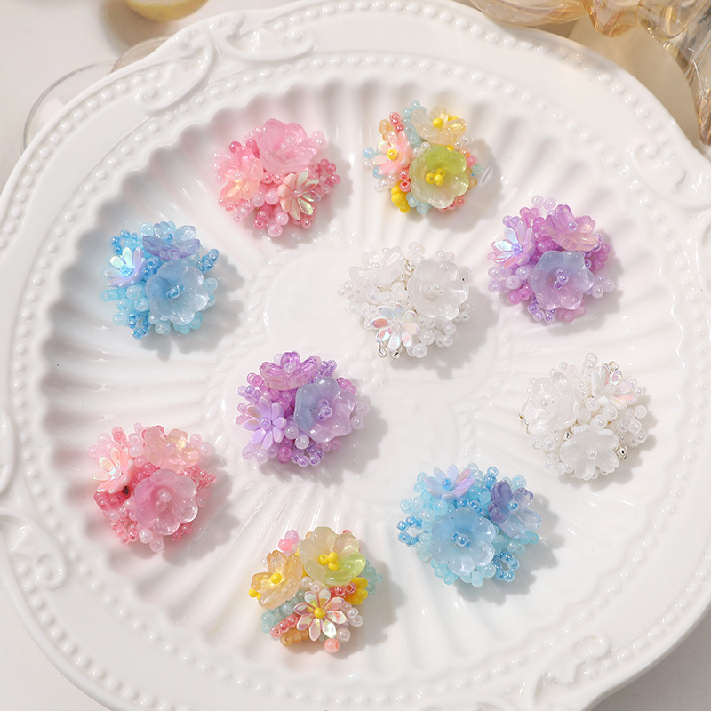 Applique Patch Flower - 2 adet kristal çiçek yamaları giyim