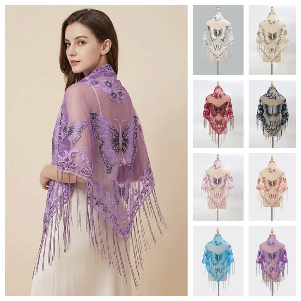 Lüks Çiçek Dantel Oymalı Eşarp - Tassel Fringe Trim incelemesi ve fiyatı
