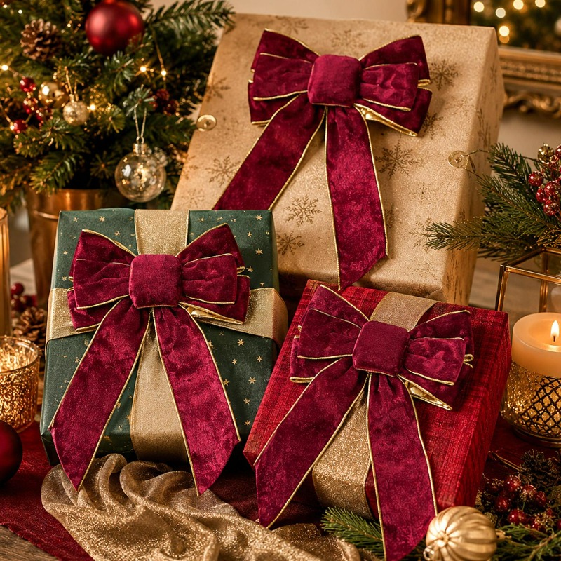 10/1 adet bordo kadife yay yıl - Velvet Ribbon Roll incelemesi ve fiyatı