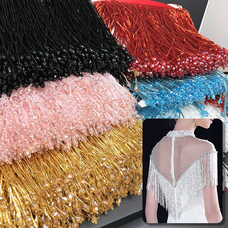 90x15cm kristal püskül dantel  - Beaded Trim Fringe incelemesi ve fiyatı