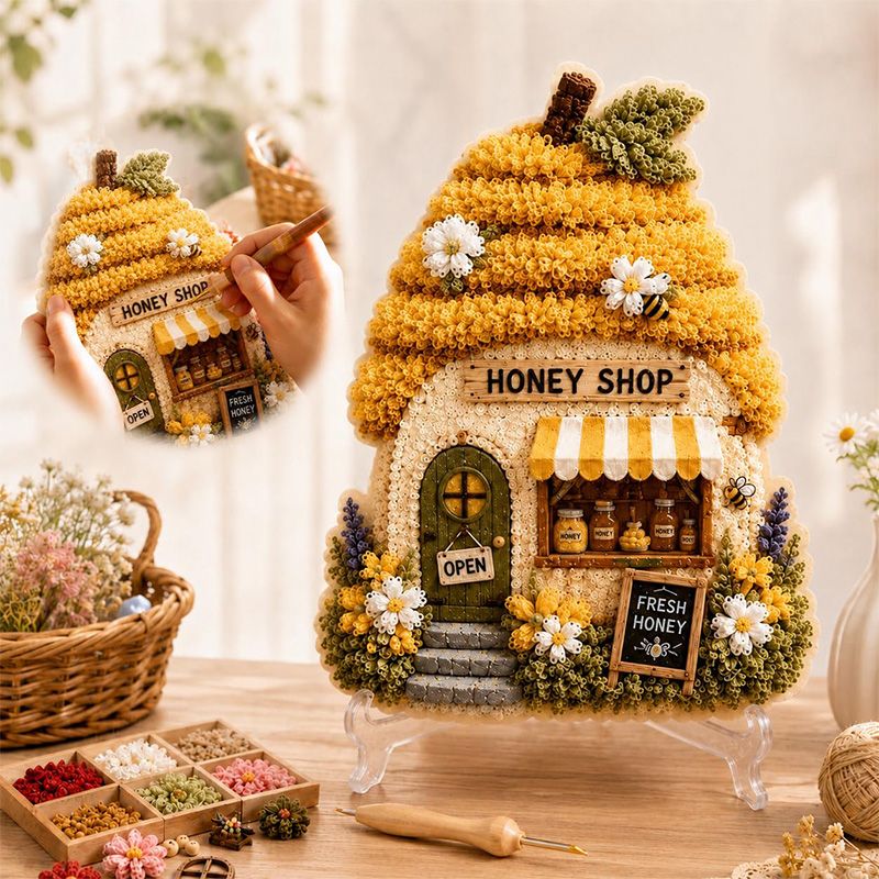 3D Mantar Ev Poke Art DIY Kiti - Embroidery Craft incelemesi ve fiyatı