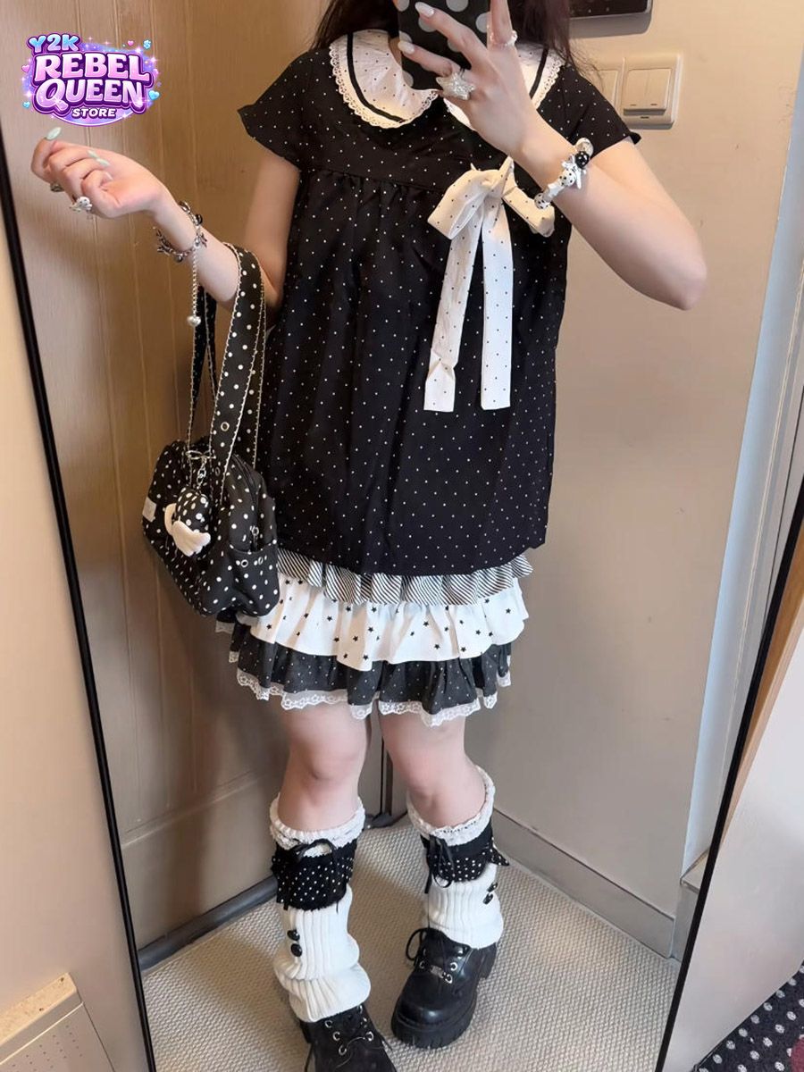 Y2K Kawaii Japon Puantiyeli 2  - Lace Ribbon Trim incelemesi ve fiyatı