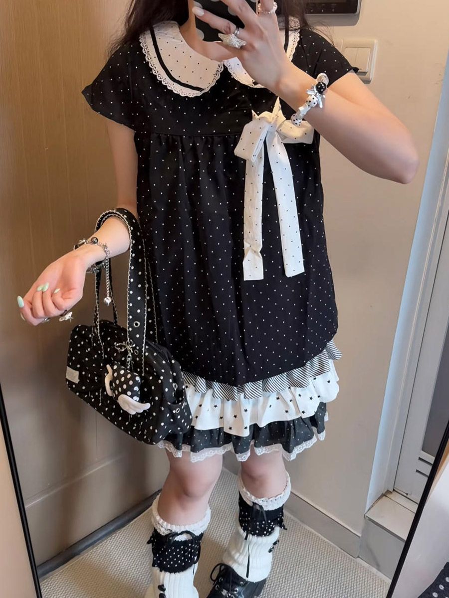 Y2K Kawaii Japon Puantiyeli 2  - Lace Ribbon Trim incelemesi ve fiyatı