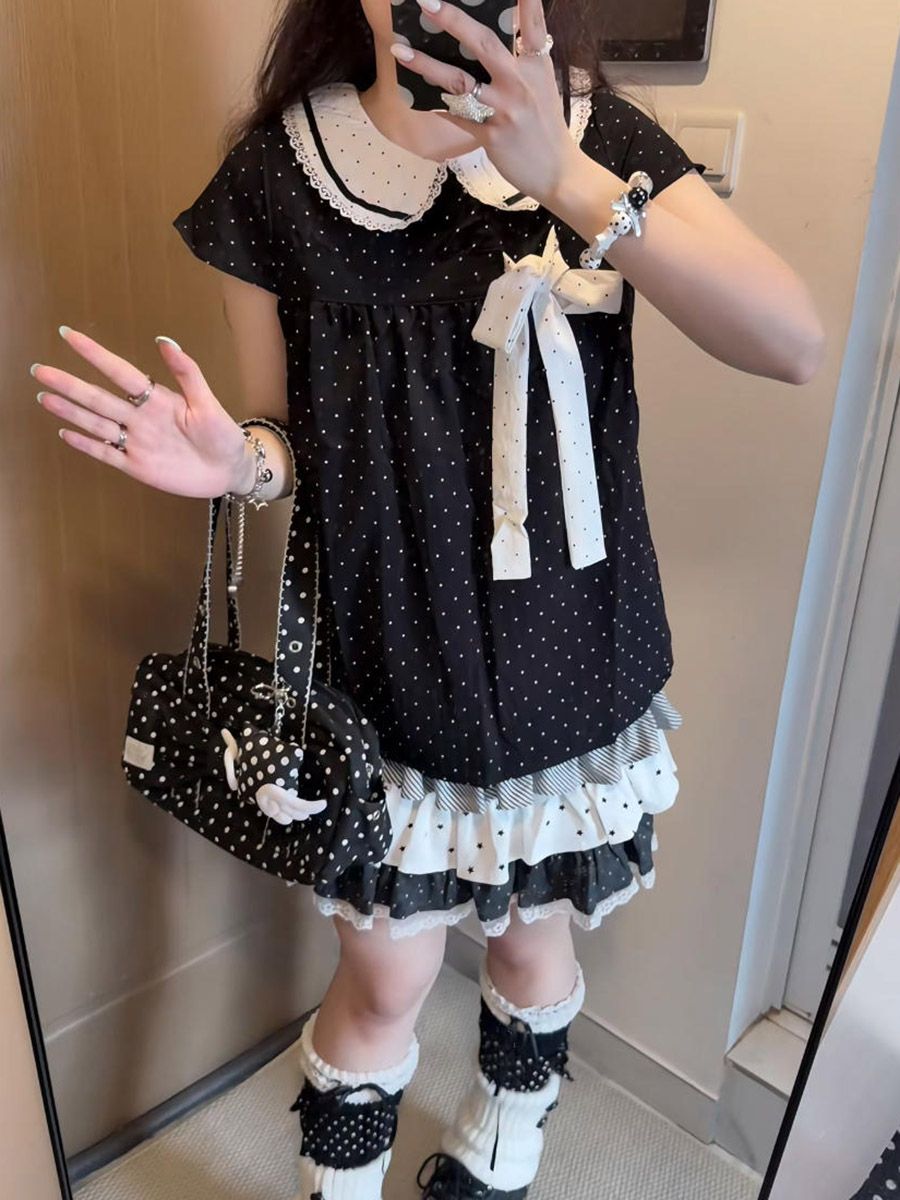 Y2K Kawaii Japon Puantiyeli 2  - Lace Ribbon Trim incelemesi ve fiyatı
