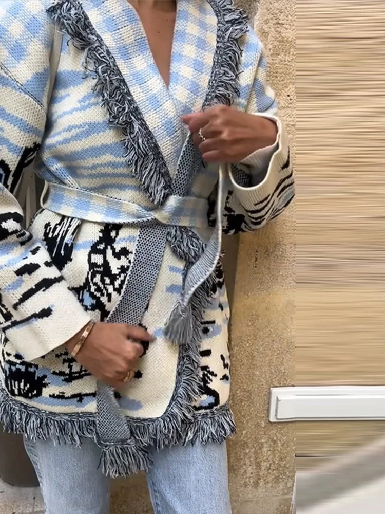 Baskılı Örgü Püsküllü Hırka Ka - Tassel Fringe Trim incelemesi ve fiyatı