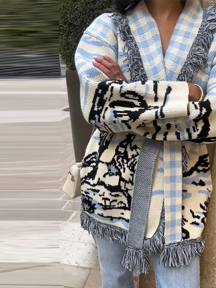 Baskılı Örgü Püsküllü Hırka Ka - Tassel Fringe Trim incelemesi ve fiyatı