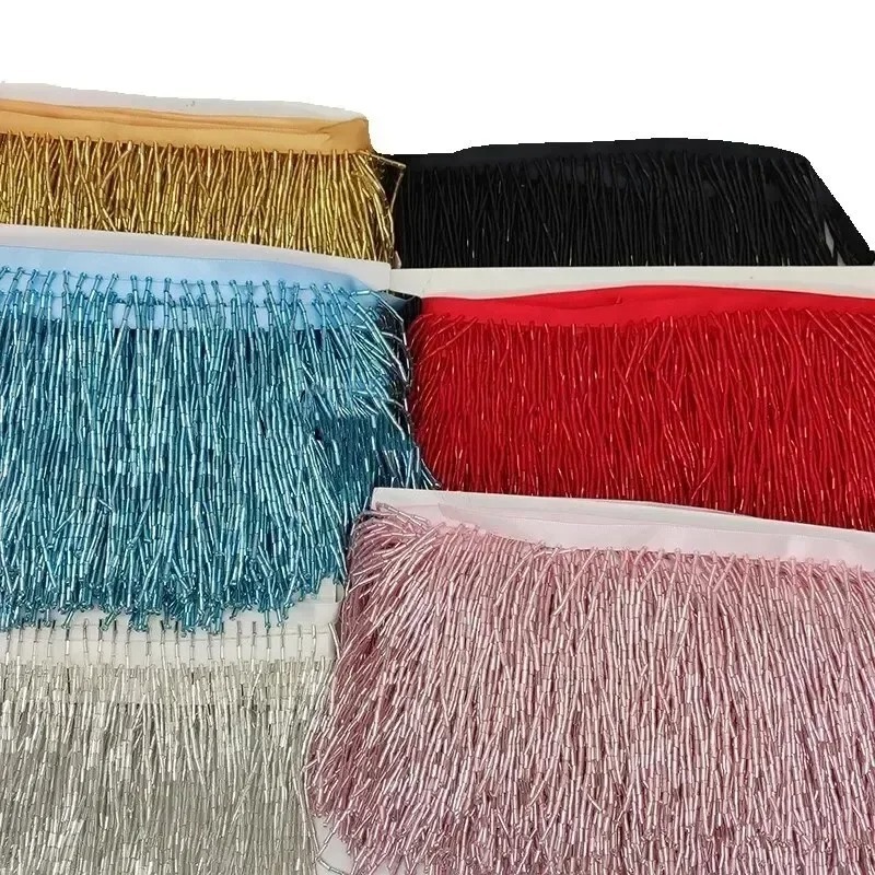 10CM Gümüş Kırmızı Boncuklu Tü - Beaded Trim Fringe incelemesi ve fiyatı