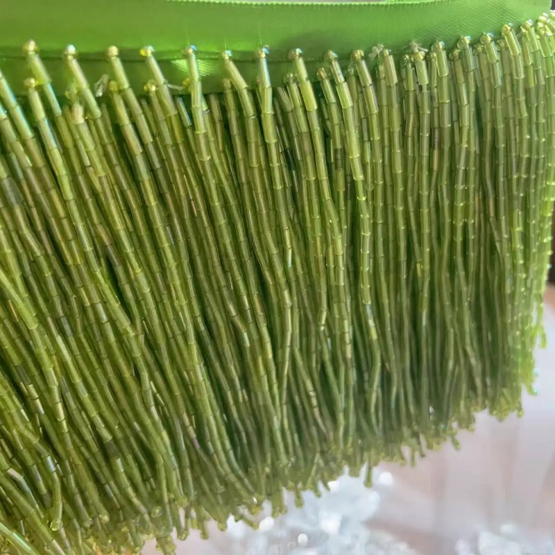 10CM Gümüş Kırmızı Boncuklu Tü - Beaded Trim Fringe incelemesi ve fiyatı