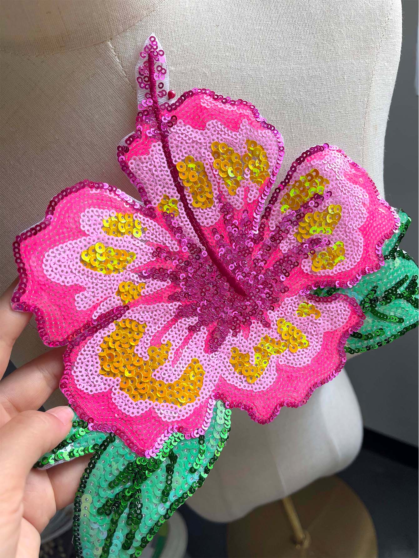 1 adet 26 CM Parlayan Pembe Pa - Applique Patch Flower incelemesi ve fiyatı